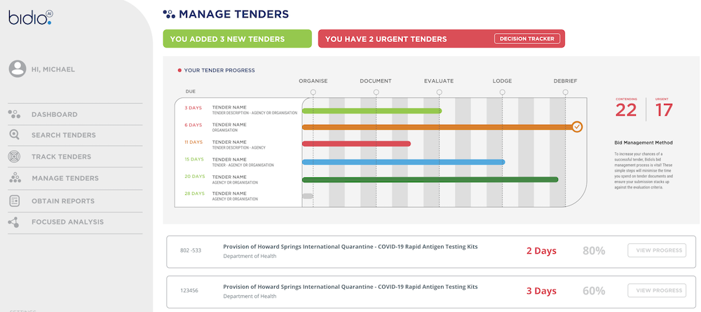 manage tenders